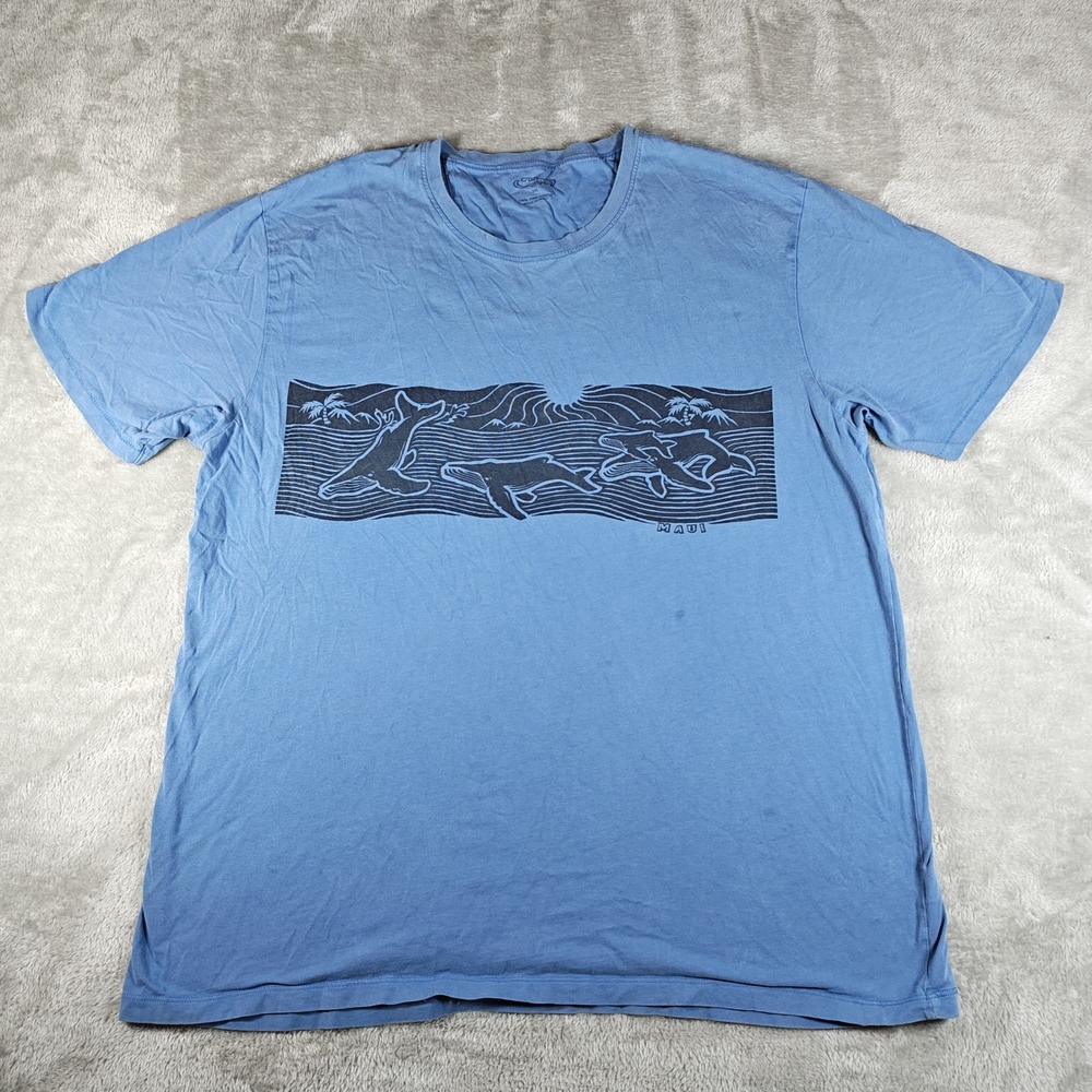 Vintage Maui Whale Shirt Mens XXL Blue Crazy Shirts Pima Cotton Single Stitch
